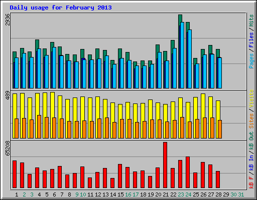 Daily usage for February 2013