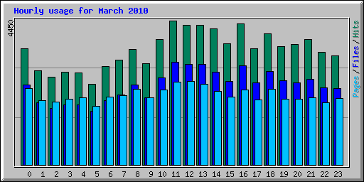 Hourly usage for March 2010