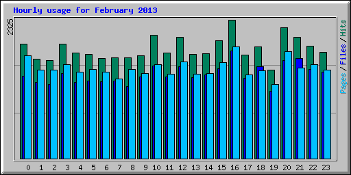 Hourly usage for February 2013